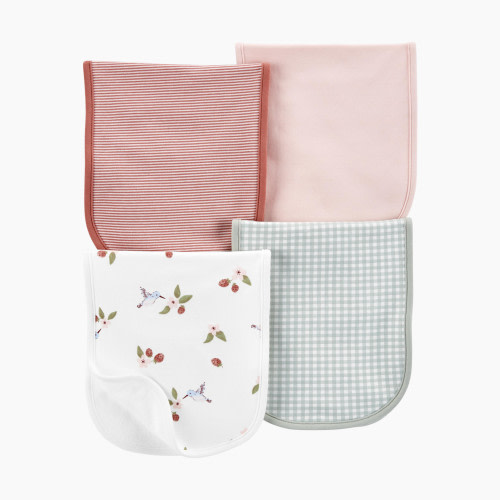 Carter's Burp Cloths (4 Pack) - Gingham/Pink/Stripes/Leaves