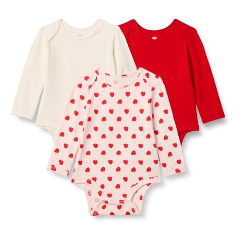 Amazon Essentials x Sofia Grainge Unisex Babies' Long Sleeve Crew Neck Bodysuit, Pack of 3