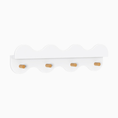 babyletto Lido Wave Bookshelf with Hooks - White/Honey
