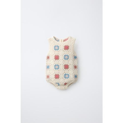 GEOMETRIC KNIT ROMPER - Ecru | ZARA United States