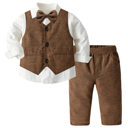 SANGTREE Baby Boys Toddler Gentleman Kids Formal Outfits Long Sleeve Suit Clothing Set 3 Months - 9 Years