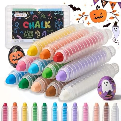 WePaint Dustless Chalk for Kids, Colored Sidewalk Chalk with Holder