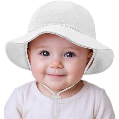 Century Star Seersucker Hats Baby Girls Sun Hats UPF 50+ for Infant Kids Toddler Adjustable Summer Beach Cap