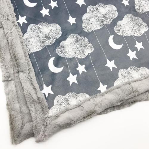 Moon Stars Clouds Minky Blanket in Gray 6 Sizes Baby Kid - Etsy