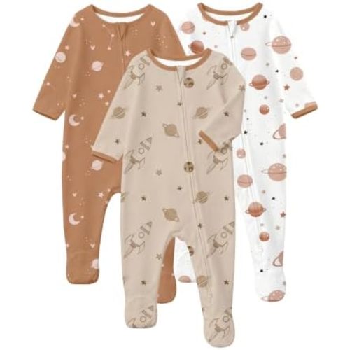 Baby Sleepers 100% Organic Cotton Pajamas for Newborn 0-3 3-6 6-9 Months Boys Girls Clothes Footed Pjs