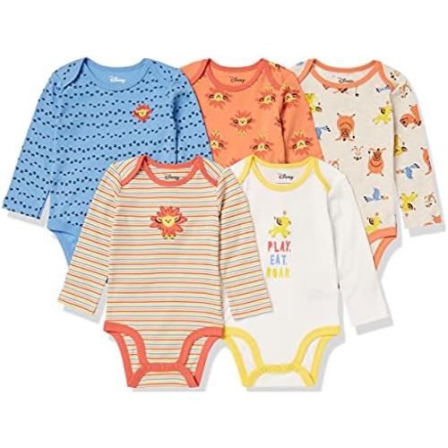 Amazon Essentials Disney | Marvel | Star Wars Unisex Babies' Long-Sleeve Bodysuits, Pack of 5