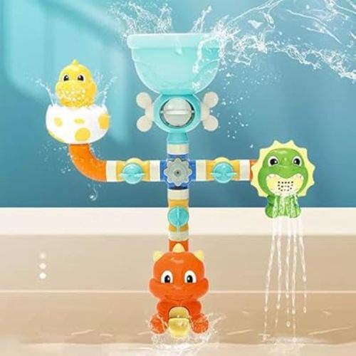 Baby and Toddler Bath Toys, Building Dinosaur Baby Toys, DIY Assemble Water Pipe for Kids Ages 4-8, Educational Bathtub Toys, Bathtub Time Birthday Gifts for Toddlers 3 + Year Old Boys Girls (Purple)