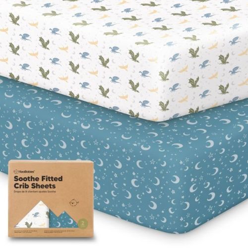 KeaBabies 2pk Soothe Fitted Crib Sheets Neutral, Organic Baby Crib Sheets, Fits 52x28 Standard Nursery Baby Mattress (Dragon Tale)