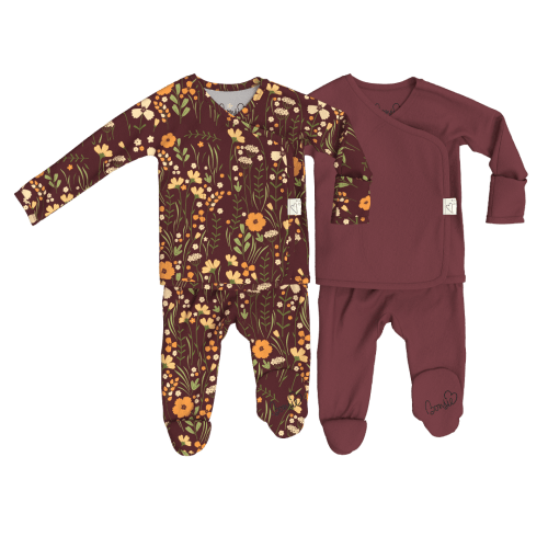 Baby Bundle Footie - Autumn Meadow + Mulberry – Bonsie Skin to Skin Babywear