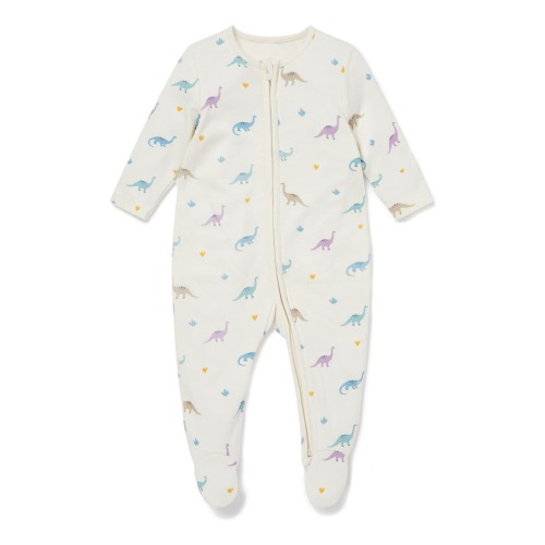 Clever Zip Dino Print Fitted One-Piece Footie Pajamas