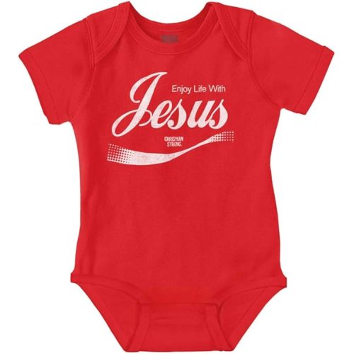 Brisco Brands Punny Christian Enjoy Life With Jesus Baby Romper Boys or Girls