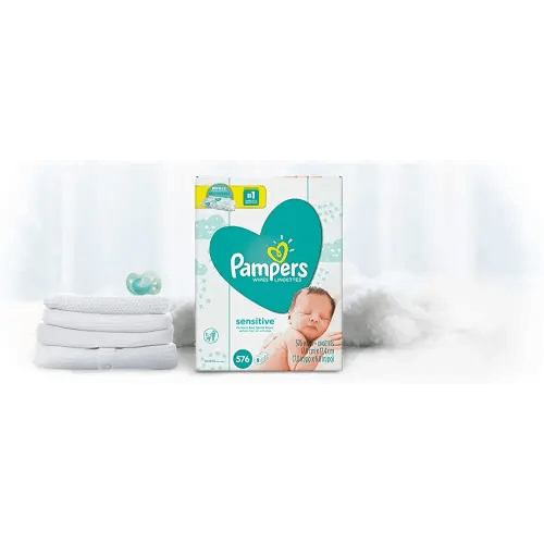 Baby Wipes, Pampers Sensitive Water Based Baby Diaper Wipes, Hypoallergenic and Unscented, Tub Not Included, 72 Count (Pack of 8), Total 576 Wipes - Packaging May Vary