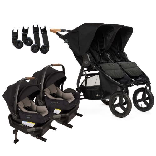 Bumbleride Indie Twin Double Stroller + Nuna PIPA Aire Twin Travel System Bundle - Black / Caviar