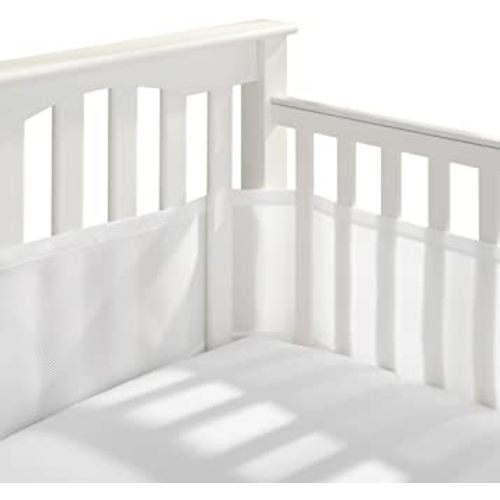 BreathableBaby Breathable Mesh Liner for Full-Size Cribs, Classic 3mm Mesh, White (Size 4FS Covers 3 or 4 Sides)