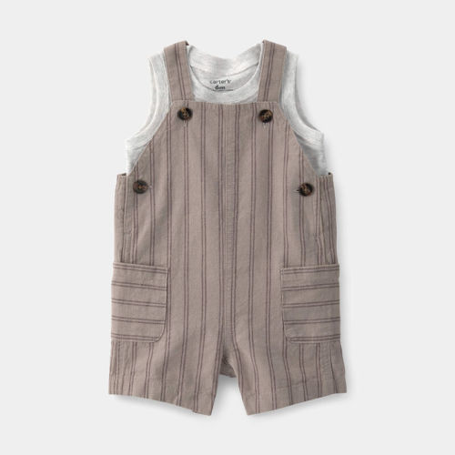 Baby Boy 2-Piece Striped Sleeveless Overall Set - Brown | Carter’s Oshkosh Canada