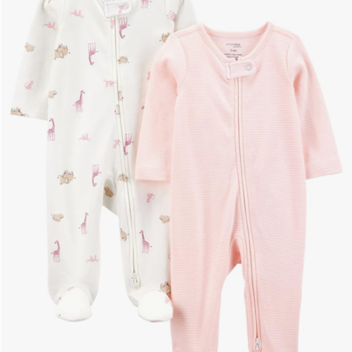 Simple Joys by Carter's Baby Girls' Cotton Footed Sleep and Play, Pack of 2