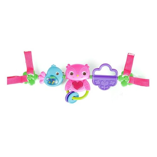 Bright Starts Busy Birdies Carrier Toy Bar Musical Take-Along Toy with Lights, Ages Newborn +, Pink