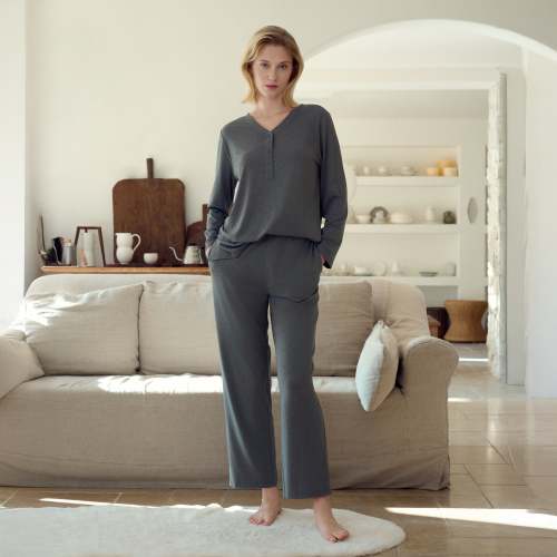 Nest Bump Long Sleeve Henley Women's Nursing PJ Set