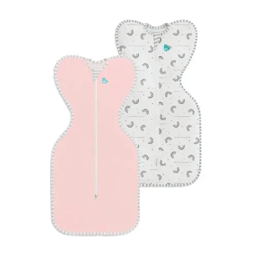 Love to Dream Swaddle UP Original 1.0 TOG Baby Sleep Sack Bundle, Small 8-13 lbs – Dusty Pink & Rainbow Dream, Arms-Up Self-Soothing Swaddles (2-Pack)
