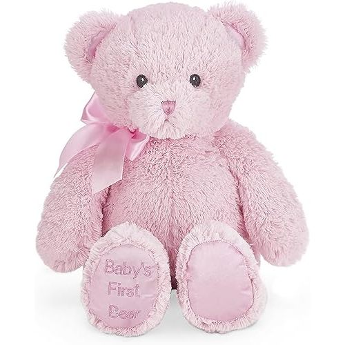 Bearington Pink Teddy Bear - 12" Fluffy and Cuddly First Teddy Bear for Baby with Premium Plush and Soft Fur - Adorable Stuffed Animals for Baby Girls Gift for Babies, Toddlers and Kids