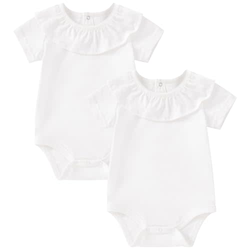 pureborn Baby Romper Bodysuits 2-Pack Unisex Soft Cotton One-Piece Outfit for Infant Boys Girls 0-24 Months