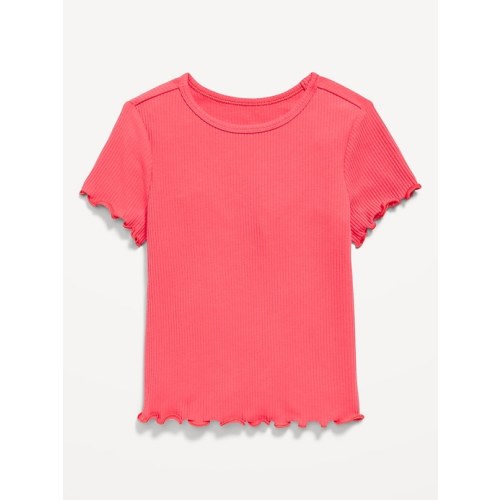 Short-Sleeve Lettuce-Edge T-Shirt for Toddler Girls