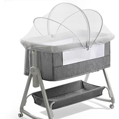 Bassinet Cover for Cats - Bassinet Net Cover for Baby Prevents Entry of Insects/Pets, Breathable Crib Net with Two-Way Zippers, Mosquito Net for Bedside Sleeper/Travel Crib (White-Small)
