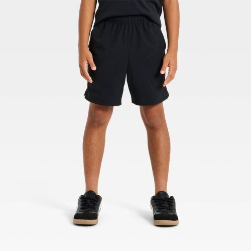 Boys' Mid Rise Textured Grid Woven Shorts - All In Motion™ Black M