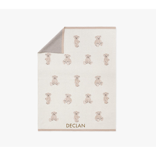 PERSONALIZED Teddy Bear Cotton Knit Baby Blanket