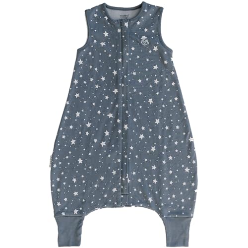 Woolino 4 Season Baby Sleep Bag or Sack with Feet, Australian Merino Wool and Organic Cotton, 6-18 m, Star Gray