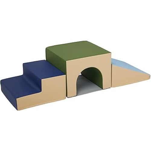ECR4Kids SoftZone Single Tunnel Climber, Toddler Playset, Earthtone, 3-Piece