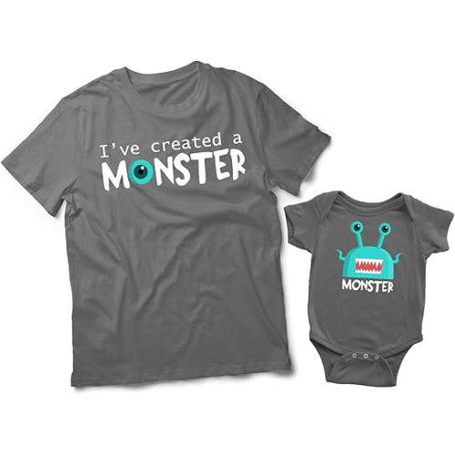 Mik. Ive Created a Monster Shirt Dad and Baby Daddy and Me Clothes Bodysuit Onesie Gifts Daddy and Son Matching Outfit