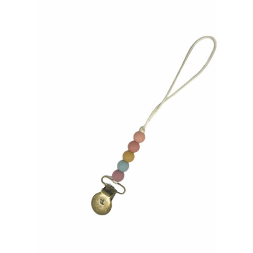 Picolo Molly Pacifier & Toy Clip, Dusty Pink - Three Hearts | Maisonette