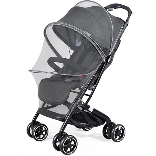 Baby Stroller Mosquito Net, Protective Foldable Mosquito Net for Stroller, Stroller Mosquito Net, Universal Baby Bug Net for Strollers with Two Side Zipper