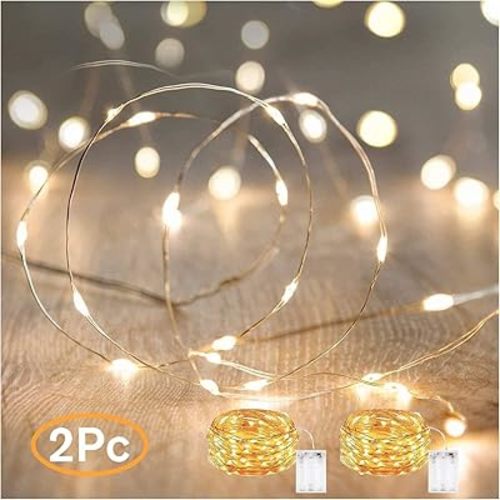 ANJAYLIA Fairy Lights, 10ft 30 LED Mini String Lights Battery Operated Firefly Starry Lights for Wedding, Bedroom, Party, Christmas, Warm White 2 Pack