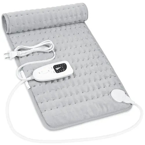 Heating Pad,Electric Heating Pads for Back,Neck,Abdomen,Fathers Day Dad Gifts,Moist Heating Pad for Shoulder,Knee,Arms,Legs,Dry/Moist Heat & Auto Shut Off,Birthday Gifts for Men(Light Gray, 24''×12'')