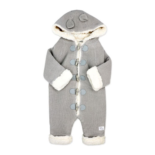 Rock a Bye Baby True Knit Pramsuit With Sherpa Lining: Grey 0-3M