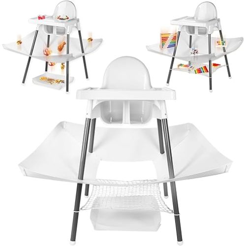 Food Catcher Compatible with IKEA Antilop Baby High Chair Also as Toy Catcher Mess Catcher – 30 inch x 30 inch Unfolded Area – Net to Keep Dry and Wet Apart