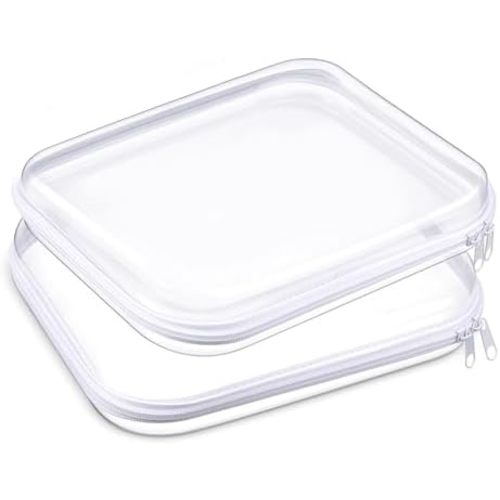Aimery Clear Hard Shell Zipper Case Large, Clear Plastic Zip Pencil Case Hard Shell, Portable Storage Zipper Pouch For Snacks Toy Cosmetics Toiletries