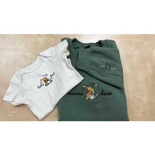 Embroidered Baby Bear Shirt, Personalized Embroidered Mama Bearand me Shirt New mom gift, Mama and me shirt, Custom embroidery disney Tees