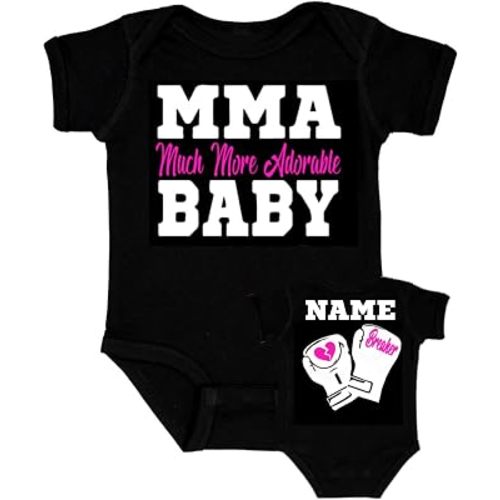 Personalized MMA baby boy girl, Much More Adorable, Heart breaker, outfit, Asst bodysuit colors, fun Mixed Martial Arts, boxing, Muay Thai, karate Taekwondo fan fun gift shower birthday