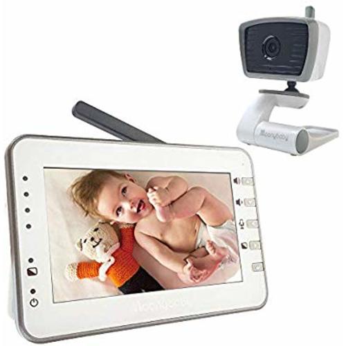 MoonyBaby 4.3 Inches Large LCD Video Baby Monitor with Power Saving/Vox (Voice Activation) Auto Night Vision, Temperature Monitoring, 2-Way Talkback (Manually Rotated Camera) - Monitor With 1 Camera