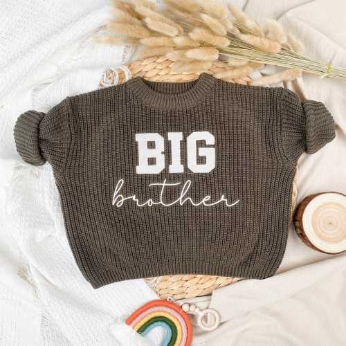 Big Brother Embroidered Sweater, Cozy Boho Knit, Sibling Matching Outfit, Baby Announcement