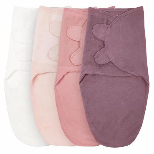 Mama Cheetah Baby Swaddle Sack, 100% Organic Cotton Swaddle Blanket 4-Pack, Adjustable Swaddle Sleep Sacks, Easy Swaddles for Girls 0-3 Month, Baby Essentials