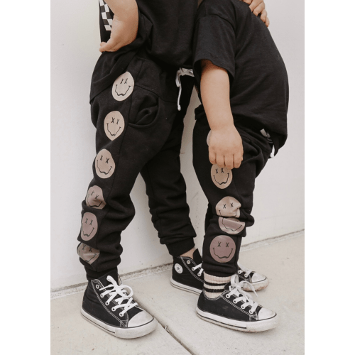 Little Trouble Joggers | Happy Face Brown
