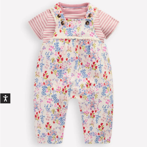 Short Sleeve Jersey Overalls-Ivory Ditsy Meadow | Boden USA