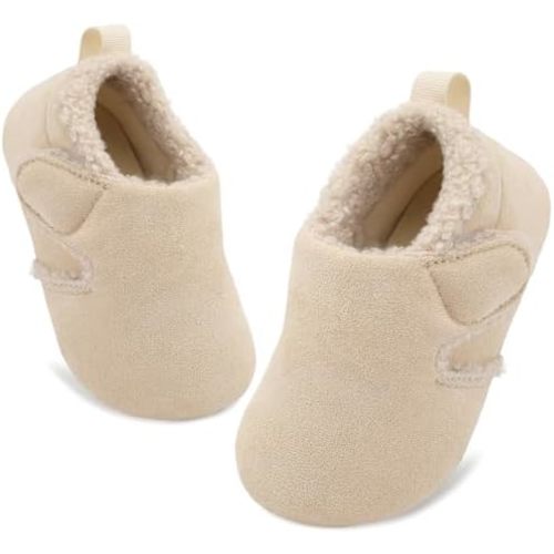 Toddler Slippers Boys Girls Adjustable House Shoes Barefoot Sock Shoes with Rubber Sole Baby Comfort Warm Indoor Outdoor Walking Shoe
