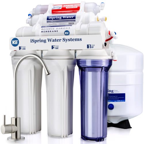 iSpring RCC7AK 6-Stage Reverse Osmosis System w/ Alkaline Filter, 75 GPD, NSF Certified
