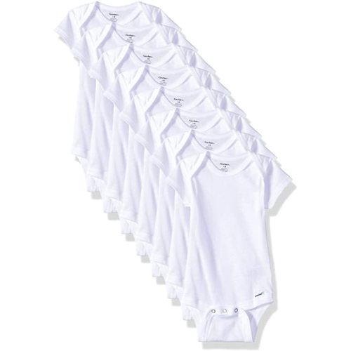 Gerber Short Sleeve Solid Onesies Bodysuits (8 Pack) - White, 0-3 M