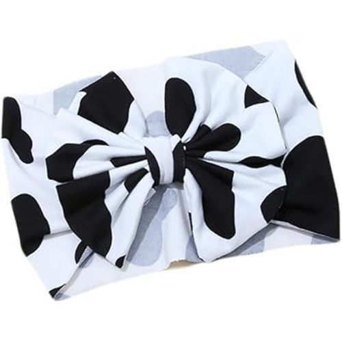 Baby Cow Turban Headband with Stria Hair Bows and Headwrap BBG52 (B4-Turban)